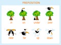 Preposition of motion for preschool, worksheet stock vector illustration, for education Royalty Free Stock Photo